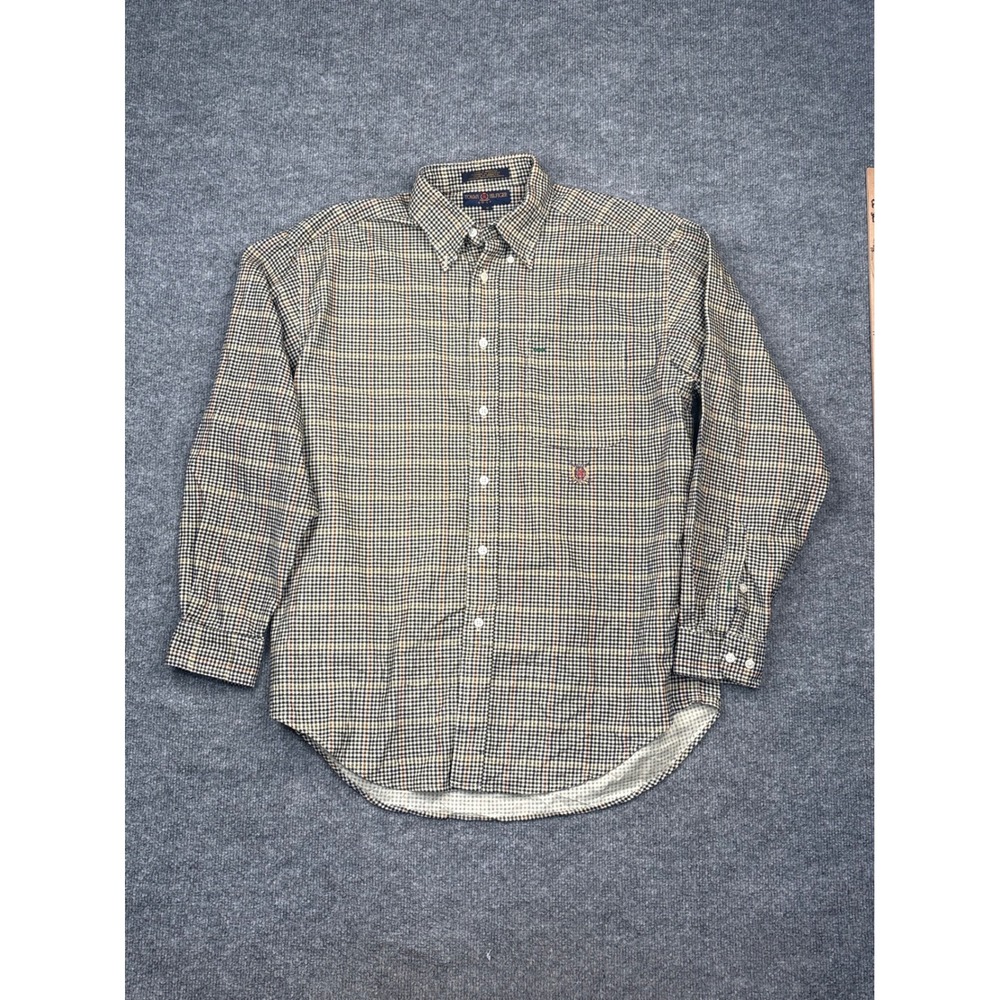 Tommy Hilfiger Golf Mens Medium Houndstooth Cotton Button Down Shirt Multi-Color